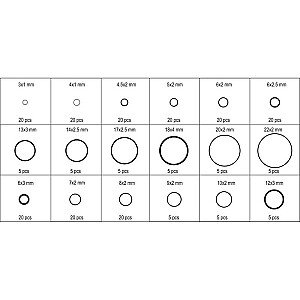 Gumijas blīvgredzenu komplekts (225gab.) YT-06877 YATO
