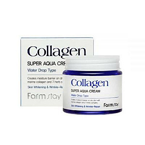FARMSTAY Collagen Super Aqua Cream, Коллагеновый интенсивно увлажняющий крем Water Drop 80мл