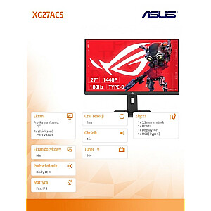 Monitors Asus ROG Strix XG27ACS 27" IPS 16:9