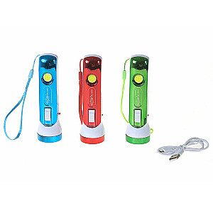 Lukturītis 13 cm ar USB lādētāju, 3 gaismas režīmi dažādas krāsas 590540