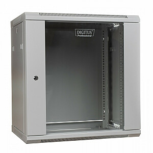 Шкаф подвесной односекционный 19&quot; 12U 635/600/600мм, стеклянная дверь, серый (RAL 7035)