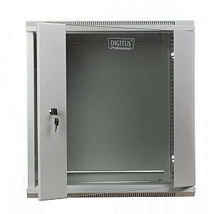 Шкаф подвесной односекционный 19" 12U 635/600/600мм, стеклянная дверь, серый (RAL 7035)