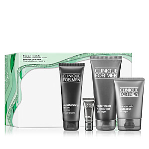 CLINIQUE SET Great Skin Essentials for Men Face Wash 200 ml + sejas skrubis 100 ml + mitrinošs losjons 100 ml + pretnovecošanās acu krēms 15 ml
