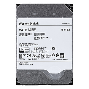 Servera cietais disks Western Digital Ultrastar HC580 WUH722424ALE6L4 (24 TB; 3,5 collas; SATA)