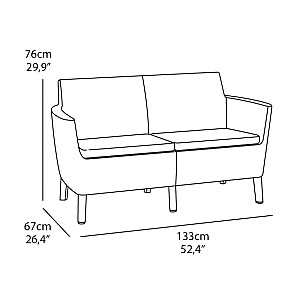Садовый диван двухместный Salemo 2 Seater Sofa, Коричневый
