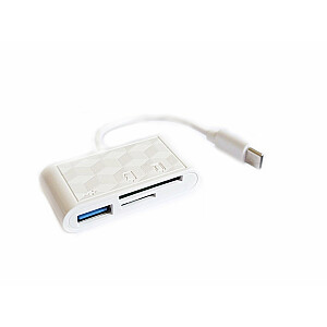 RoGer USB-C Hub 3in1 USB 2.0 / Card reader SD/TF / balts
