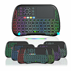 RoGer QL268 Wireless Mini Bezvadu Kompakta Klaviatūra PC / PS3 / XBOX 360 / Smart TV / Android + TouchPad (Ar RGB Apgaismojumu)