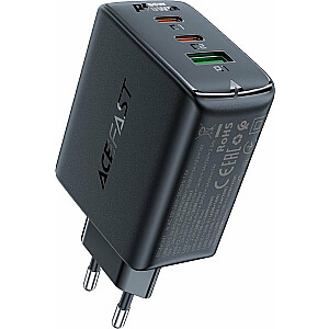 Зарядное устройство Acefast Настенное зарядное устройство Acefast A41, 2x USB-C + USB, GaN 65 Вт (черный)