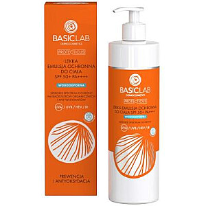 BASICLAB Protecticus viegla aizsargājoša ķermeņa emulsija SPF50+ PA+++++ Profilaksei un antioksidants 300ml
