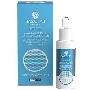 BASICLAB Esteticus увлажняющая сыворотка, улучшающая напряжение, с гиалуроновой кислотой 3% и пептидами, упругостью и наполнением 30 мл