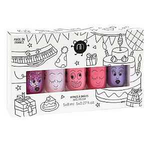 NAILMATIC SET Kids Magic Party набор лаков для ногтей Sheepy 8 мл + Polly 8 мл + Cookie 8 мл + Kitty 8 мл + Piglou 8 мл