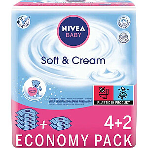 NIVEA Baby Soft &amp; Cream attīrošās salvetes 6x63 gab.