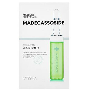 MISSHA Mascure Rescue Solution Sheet Mask Madecassoside nomierinoša un mitrinoša lokšņu maska ar centellas ekstraktu 28 ml