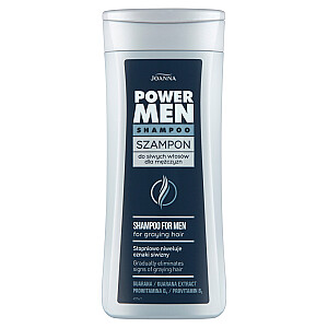 JOANNA Power Hair Shampoo For Men Šampūns pret pelēkiem matiem Sirmiem matiem vīriešiem 200ml