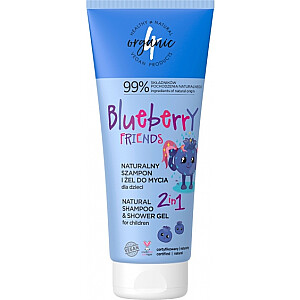 4ORGANIC dabīgs šampūns un mazgāšanas želeja bērniem 2in1 Blueberry Friends 200ml