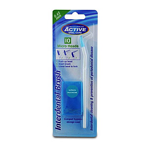 ACTIVE ORAL CARE Interdental Brush tarpdančių šepetėlis + keičiamos galvutės 0,45mm 10 vnt.