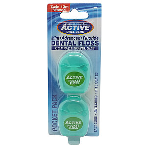 ACTIVE ORAL CARE Mint zobu diegs piparmētru zobu diegs, vaskots ar fluoru 2x12 metri