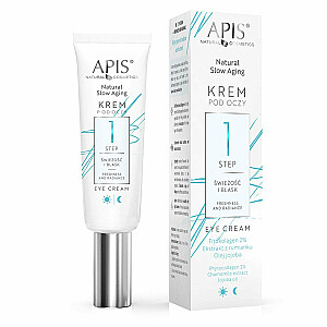 APIS Natural Slow Aging acu krēms, piešķirot svaigumu un mirdzumu Step 1 15ml