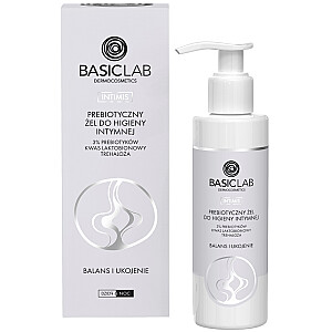 Prebiotiskais gēls BASICLAB Intimis intīmai higiēnai ar 3% prebiotikām, laktobionskābi un texarose Balance and Soothing 200ml