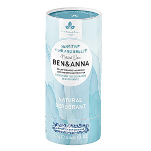 BEN&amp;ANNA Natural Deodorant Sensitive Deo Papertube dabīgais dezodorants bez sodas Highland Breeze 40g