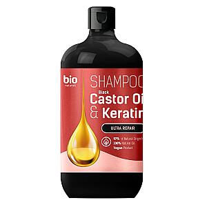 BIO NATURELL Shampoo Ultra Repair matu šampūns ar rīcineļļu un keratīnu 946ml