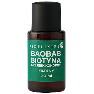 BIOELIXIRE Silikona matu serums Baobab + biotīns un kaņepju eļļa 20 ml