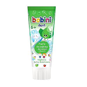 Зубная паста BOBINI Dent для детей и взрослых от 6 лет Мятная жевательная резинка 75мл