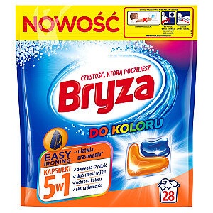 BRYZA Easy Ironing 5in1 kapsulas mazgāšanai krāsainā krāsā, 28 gab.