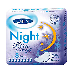 Higieninės servetėlės CARIN Ultra Wings Night 8 vnt.