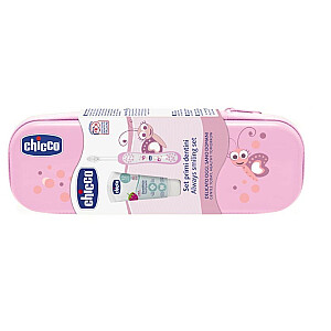 CHICCO SET Always Smiling Набор Зубная паста с фтором + зубная щетка + футляр 1-5л Розовый