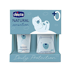 CHICCO SET Daily Protection ķermeņa un matu mazgāšanas līdzeklis 200ml + krēms pret autiņbiksītēm 100ml