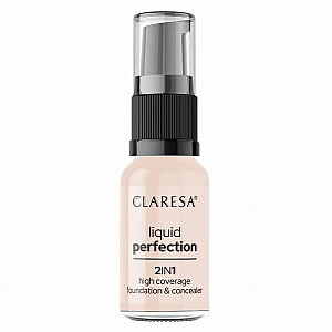 CLARESA Liquid Perfection 2in1 šķidrais korektors un tonālais krēms ar matētu apdari 101 Light 18g