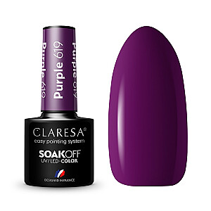 CLARESA Soak Off UV/LED Hibrīda laka violeta 619 5g