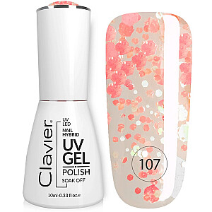 CLAVIER Luxury Nail Hybrid UV Gel hibrīda nagu laka 107 Peach Sip 10 ml