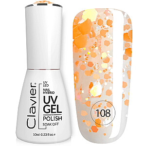 CLAVIER Luxury Nail Hybrid UV Gel гибридный лак для ногтей 108 Оранжевый 10мл