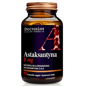 DOCTOR LIFE Astaxanthin 7 mg dabīgais astaksantīns uztura bagātinātājs 60 kapsulas