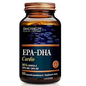 DOCTOR LIFE EPA-DHA Cardio 90% Omega-3 EPA 480/ DHA 350 uztura bagātinātājs 60 kapsulas