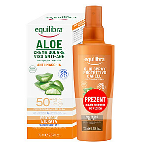 EQUILIBRA SET Apsauginis veido kremas nuo saulės SPF50 75ml + plaukų aliejus 100ml