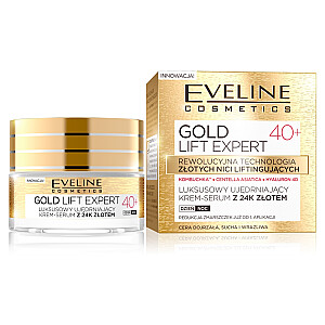 EVELINE Gold Lift Expert 40+ роскошный укрепляющий крем-сыворотка с 24-каратным золотом для зрелой кожи день/ночь 50мл