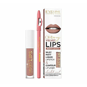 EVELINE Oh My Lips Liquid Matt Lipstick&amp;Contour Lip Liner матовая помада и контур 4,5 мл + 1 шт. 11. Молочный коктейль с печеньем