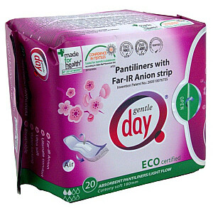 GENTLE DAY įklotai su Far IR anijonine juostele, Eco Moisture sugeriantys įklotai su anijonine juostele, 20vnt.