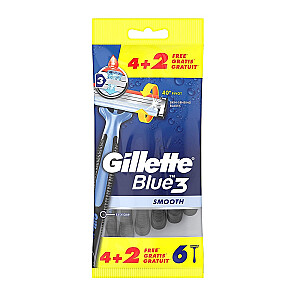 Бритвы GILLETTE Blue3 гладкие одноразовые, 6 шт.