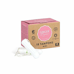 GINGER ORGANIC Tampons Mini organiskie tamponi bez aplikatora 18 gab.