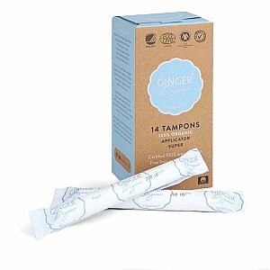 Tamponi GINGER ORGANIC Super organiskie tamponi ar aplikatoru 14 gab.