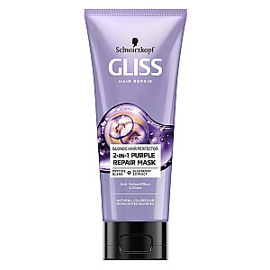 GLISS Blonde Hair Perfector 2-in-1 Purple Repair Mask maska dabīgiem, krāsotiem vai balinātiem blondiem matiem 200ml