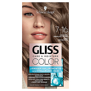 Pastāvīgā matu krāsa GLISS Color Care &amp; Moisture 7-16 Cool Ash Blonde