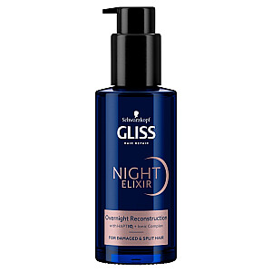 GLISS Night Elixir Reconstruction atjaunojoša nakts procedūra bez skalošanas bojātiem matiem un šķeltiem matu galiem 100ml