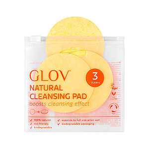 GLOV Natural Cleansing Pads dabiski atkārtoti lietojami kokvilnas spilventiņi 3 gab.