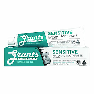 GRANTS OF AUSTRALIA Sensitive Natural Toothpasta Su Mėtų Natūrali raminanti dantų pasta jautriems dantims be fluoro 100g