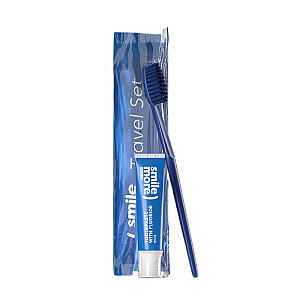 HISKIN SET Зубная паста Улыбка 30мл + Синяя зубная щетка + косметичка